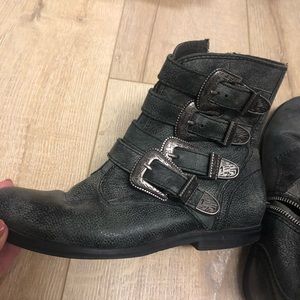 Jeffrey Campbell buckle moto boot